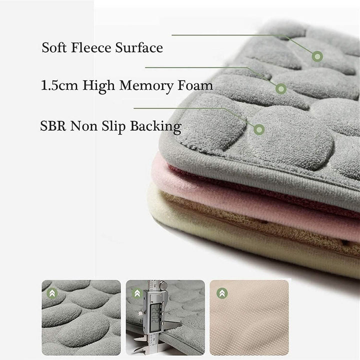 Kalsten | Soft Memory Foam Non-Slip Headstone Pattern Bath Mat