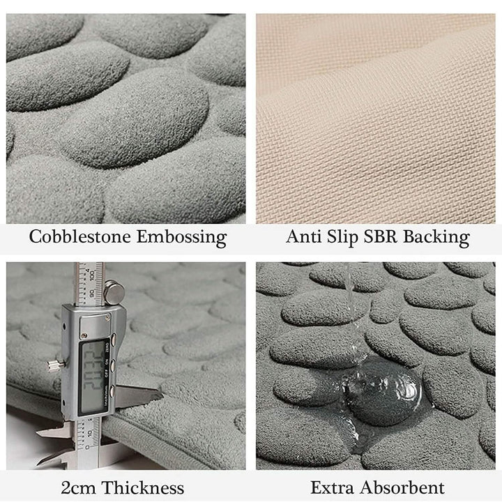 Kalsten | Soft Memory Foam Non-Slip Headstone Pattern Bath Mat
