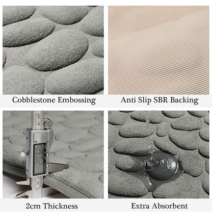 Soft memory foam bath mat with non-slip tombstone pattern
