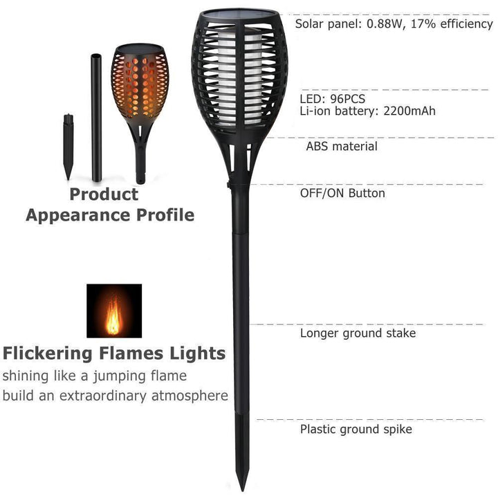 2 PCS Solar Led Torch Light Dancing Flame Edition | Kalsten