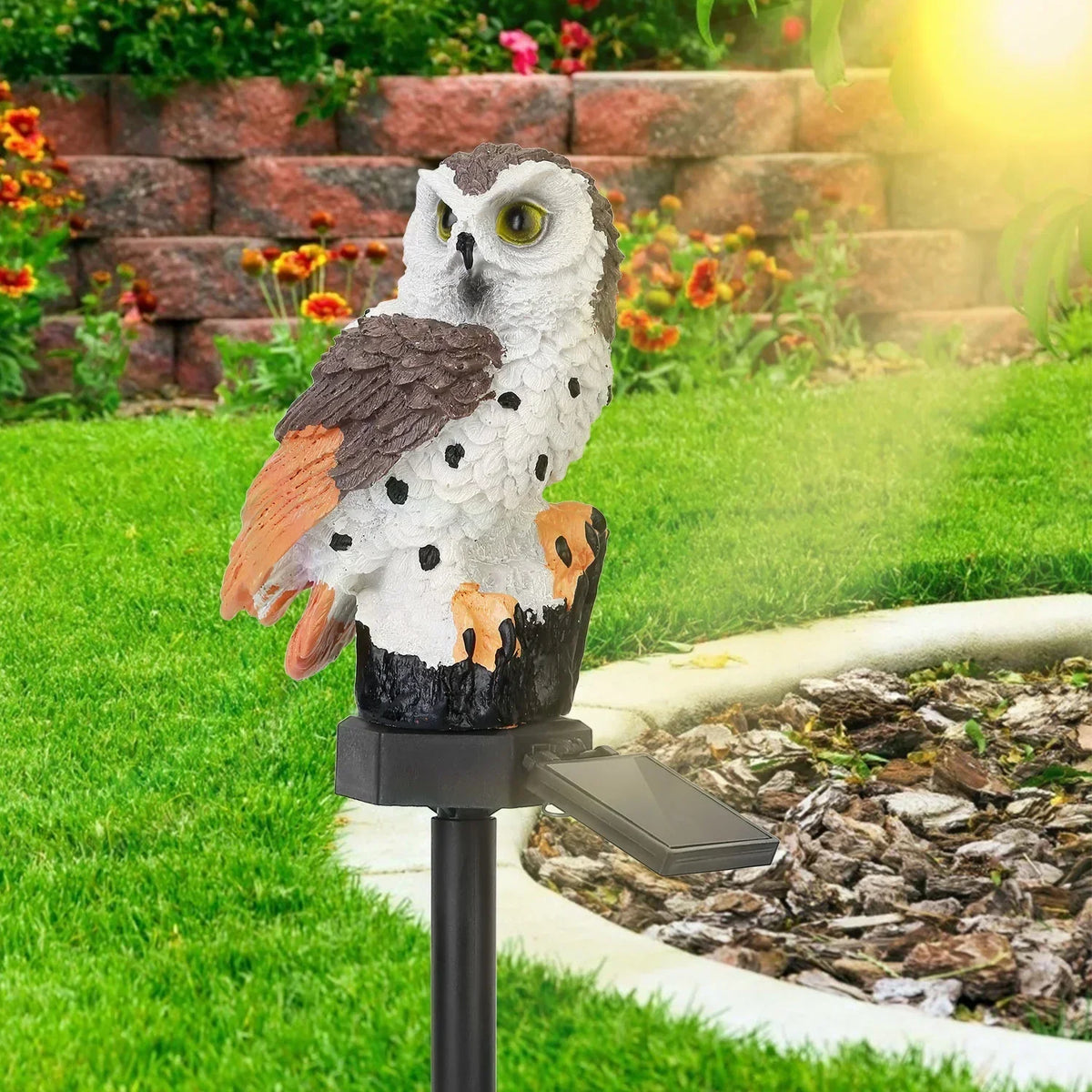 Solar-powered garden lamp with decorative owl design – LED outdoor light for the garden | Karnz