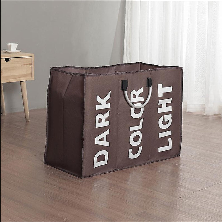 Laundry basket 3 compartments - foldable with handle - black, gray or light gray | Kalsten