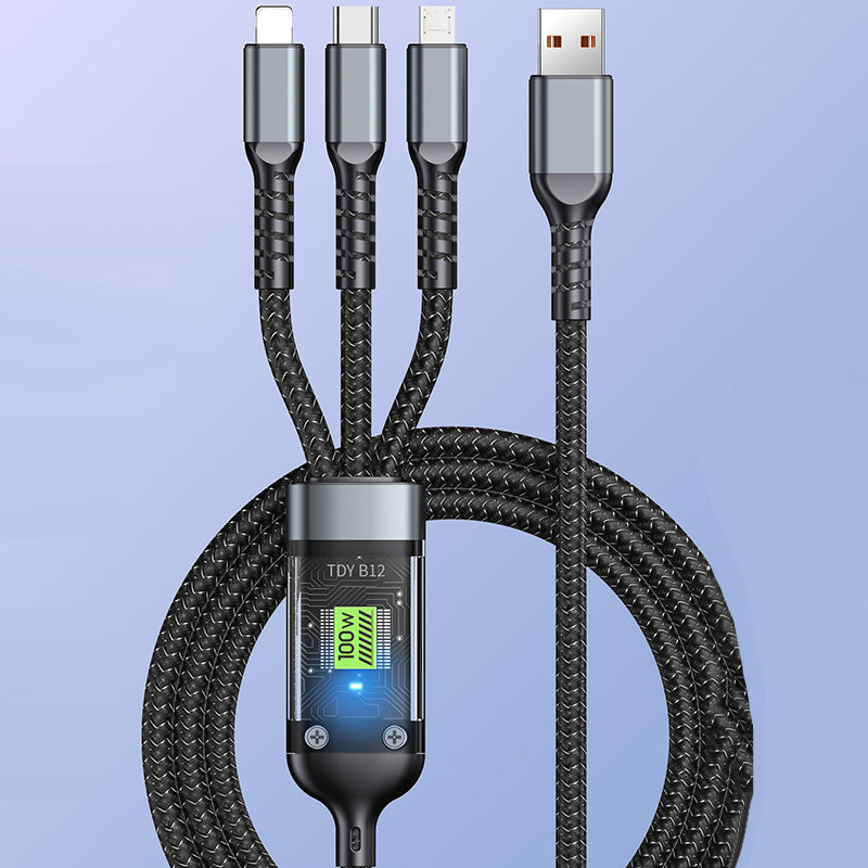 🔥3-in-1 100W Transparent Fast Charging Cable