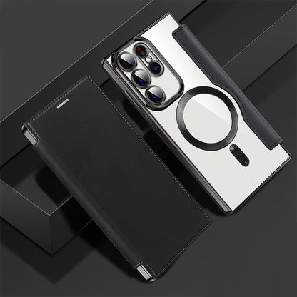 Sandsberg | Magnetic Samsung Flip Case | Leather Texture with Ring Holder