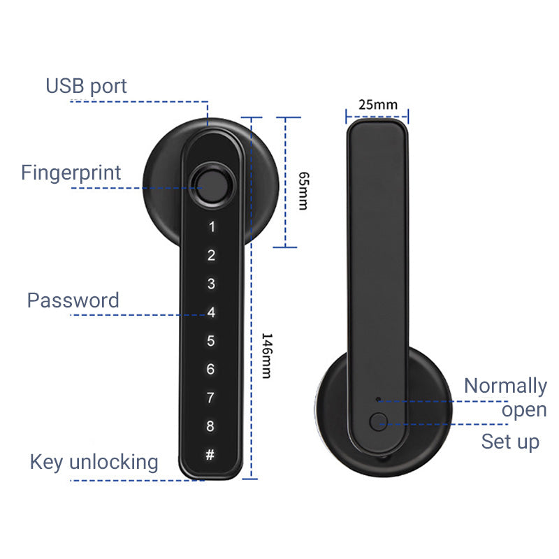Kalsten | Fingerprint Smart door lock handle with Bluetooth APP control
