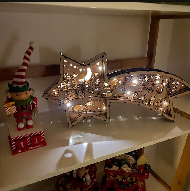 Wooden LED Christmas Star Table Lamp