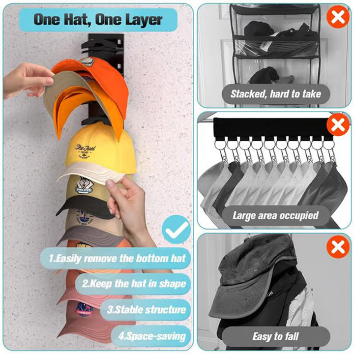 Kalsten | Hat holder in multiple layers for baseball caps with 2 mounting options