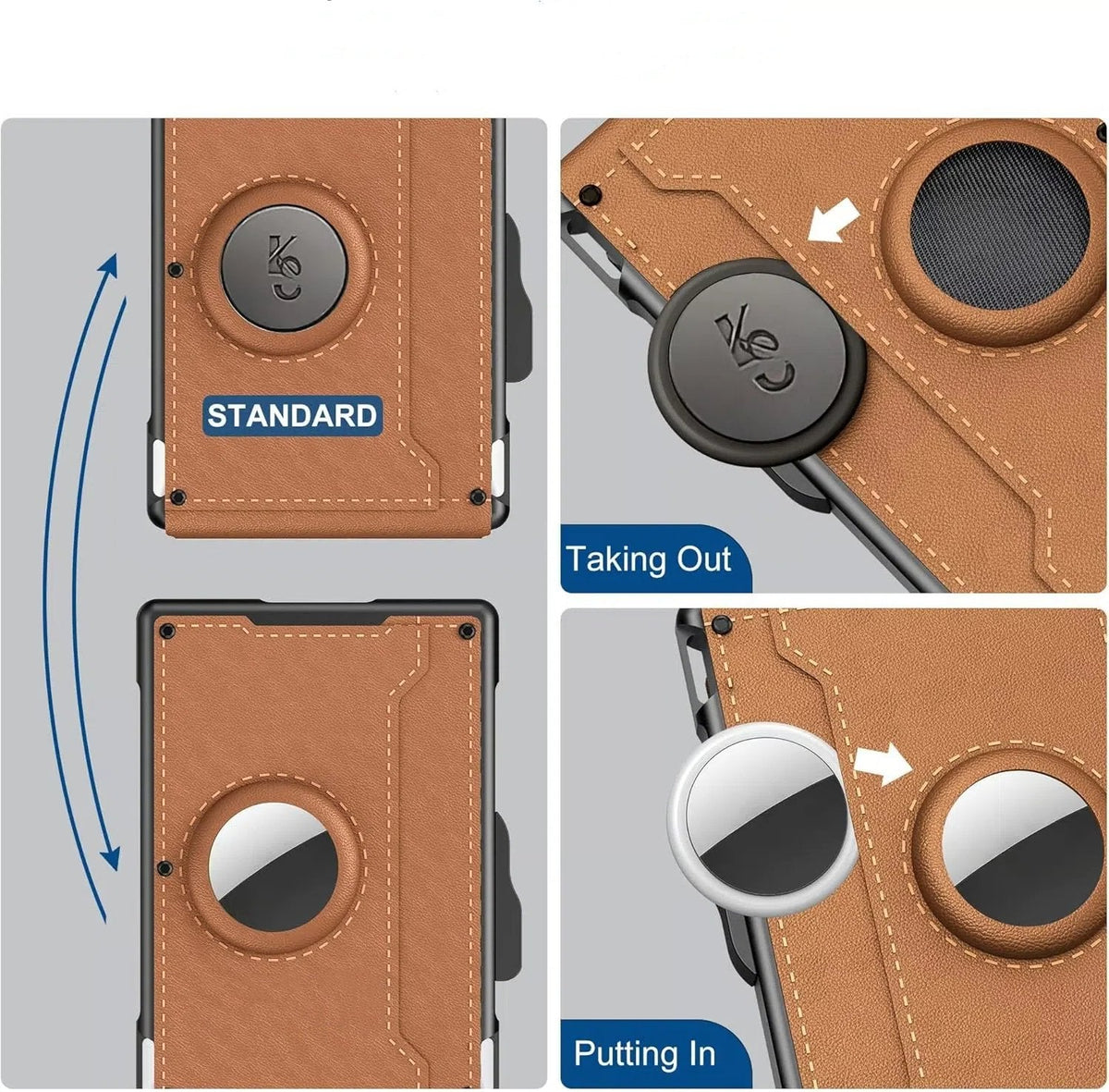 Skanto | 🔥Pop Up Aluminum Case Money Clip Slim Leather Slots Credit Card Holders RFID Blocking Bifold Minimalist Wallet