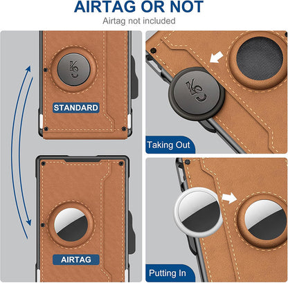 BowLift | Wallet for men - with pop-up aluminum case Minimal wallet with leather money clip with space for credit cards RFID blocking