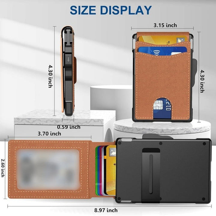 Kalsten | Wallet for men - with pop-up aluminum case Minimal wallet with leather money clip with space for credit cards RFID blocking