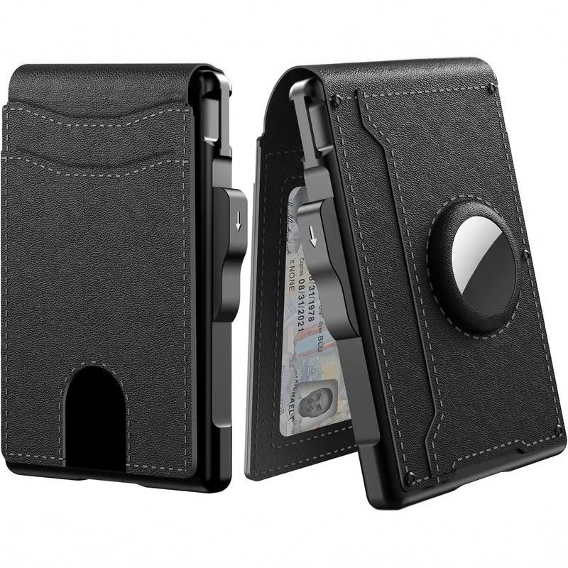 Kalsten | Wallet for men - with pop-up aluminum case Minimal wallet with leather money clip with space for credit cards RFID blocking