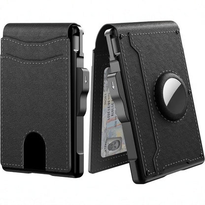 BowLift | Wallet for men - with pop-up aluminum case Minimal wallet with leather money clip with space for credit cards RFID blocking
