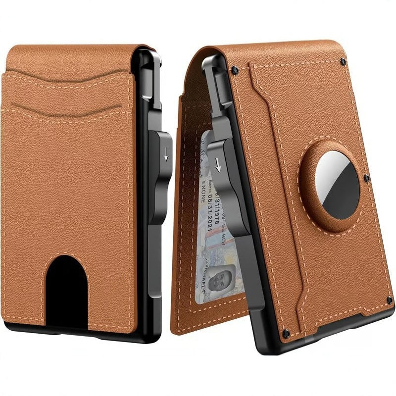Kalsten | Wallet for men - with pop-up aluminum case Minimal wallet with leather money clip with space for credit cards RFID blocking