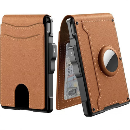 BowLift | Wallet for men - with pop-up aluminum case Minimal wallet with leather money clip with space for credit cards RFID blocking