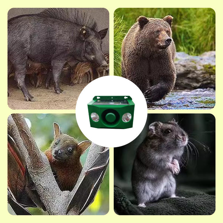 Kalsten | Solar Animal Repellent Device | Flashing LED & Sound Alarm | Outdoor Weather-Resistant