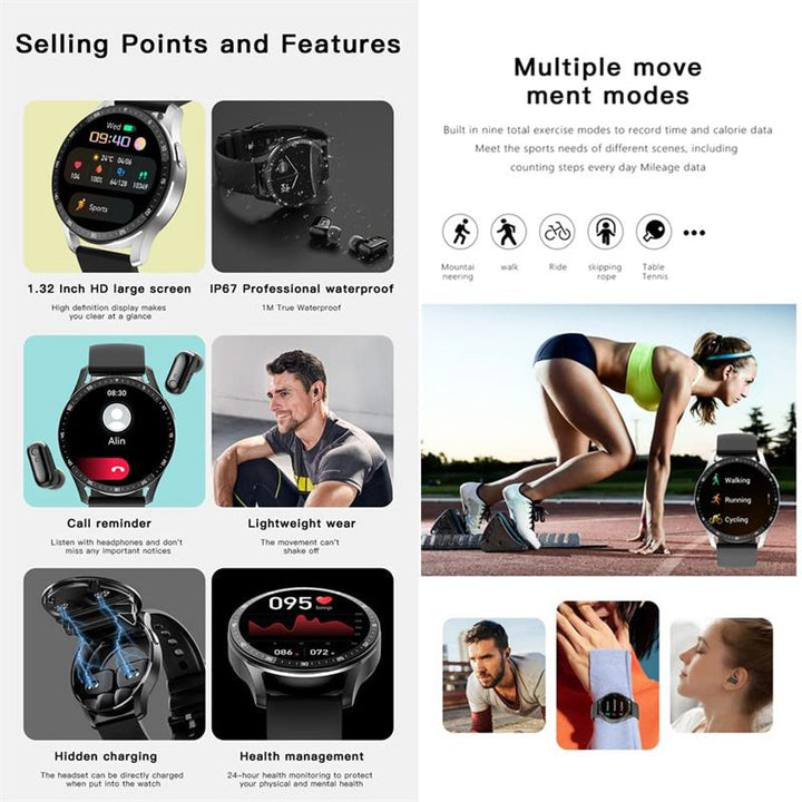 2-in-1 Smartwatch with integrated headphones | Kalsten
