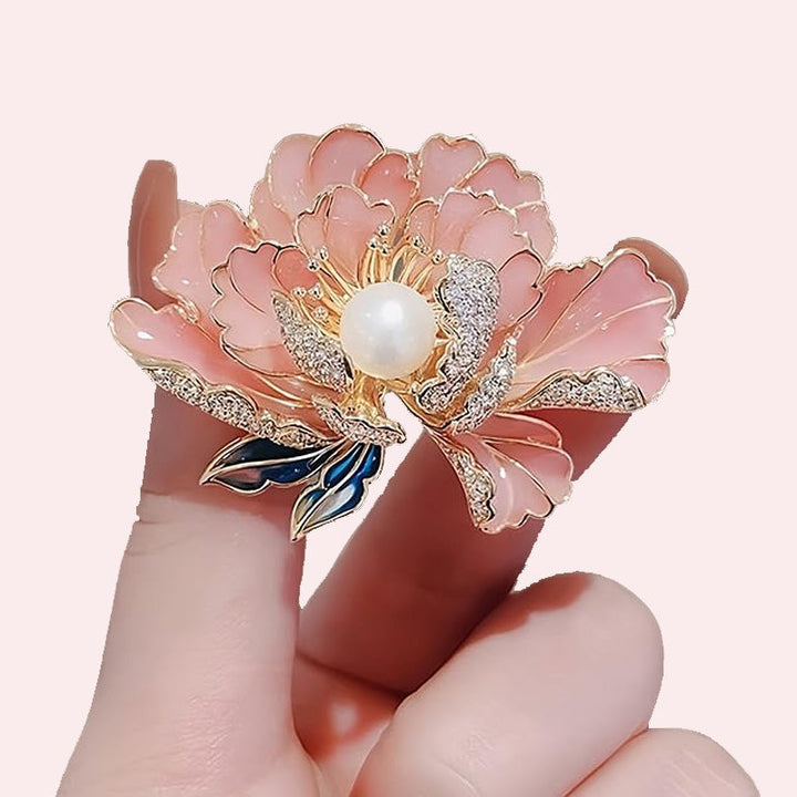Kalsten | Elegant enameled peony brooch for women
