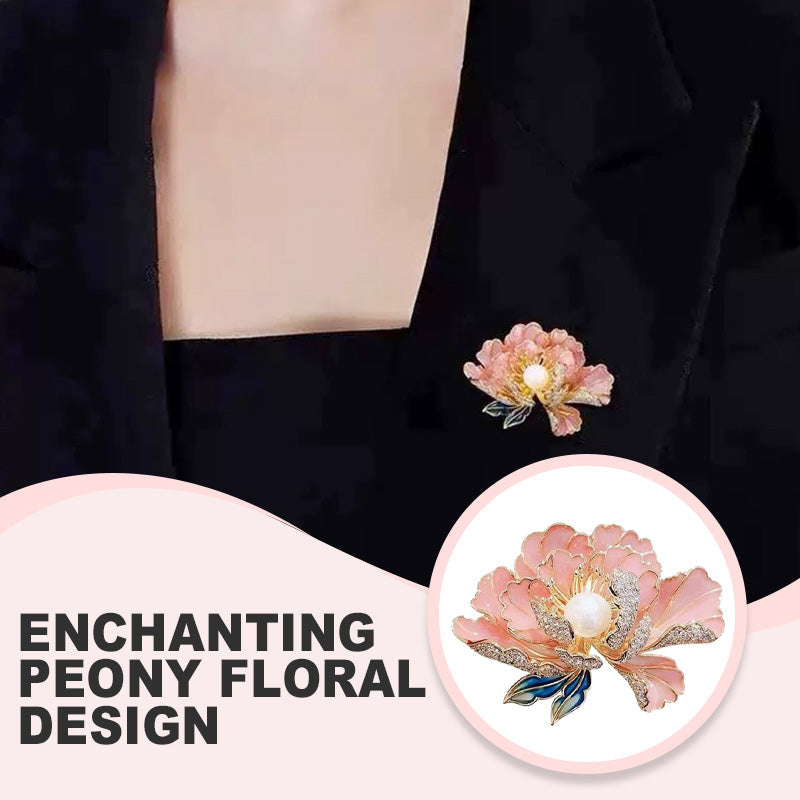Kalsten | Elegant enameled peony brooch for women
