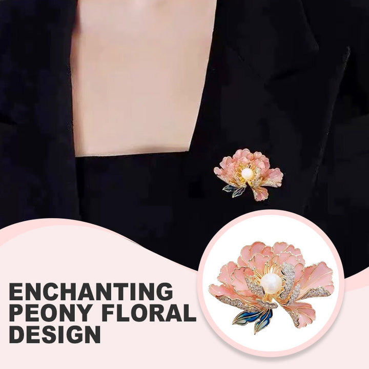 Kalsten | Elegant enameled peony brooch for women
