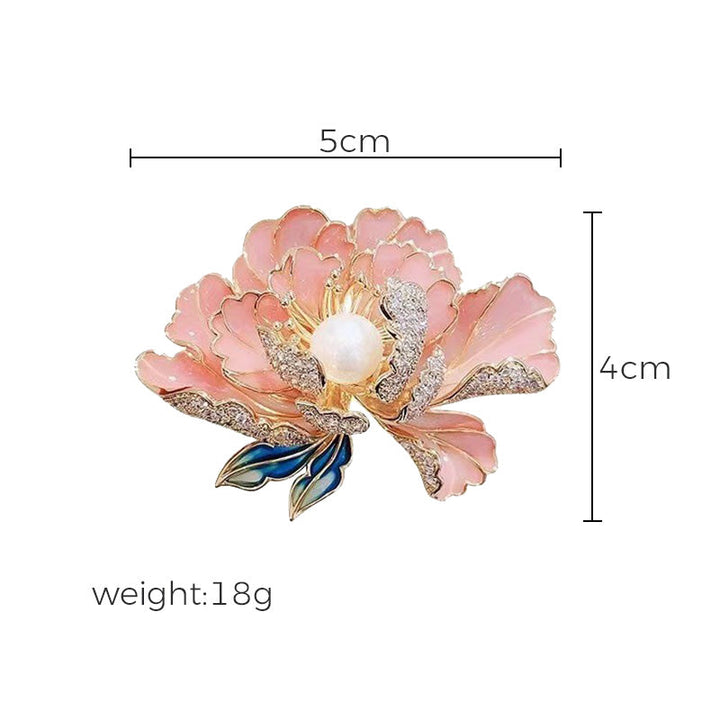 Kalsten | Elegant enameled peony brooch for women