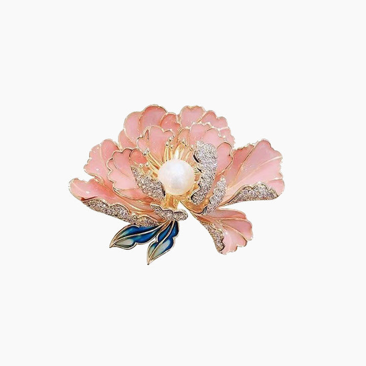 Kalsten | Elegant enameled peony brooch for women