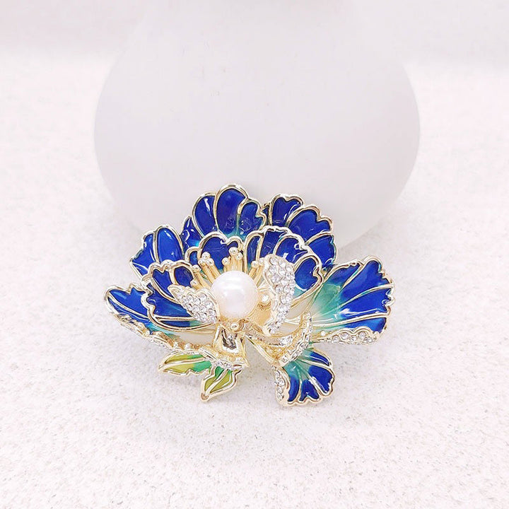 Kalsten | Elegant enameled peony brooch for women