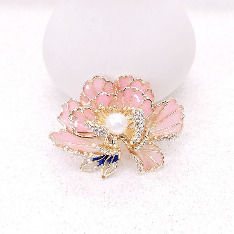 Kalsten | Elegant enameled peony brooch for women