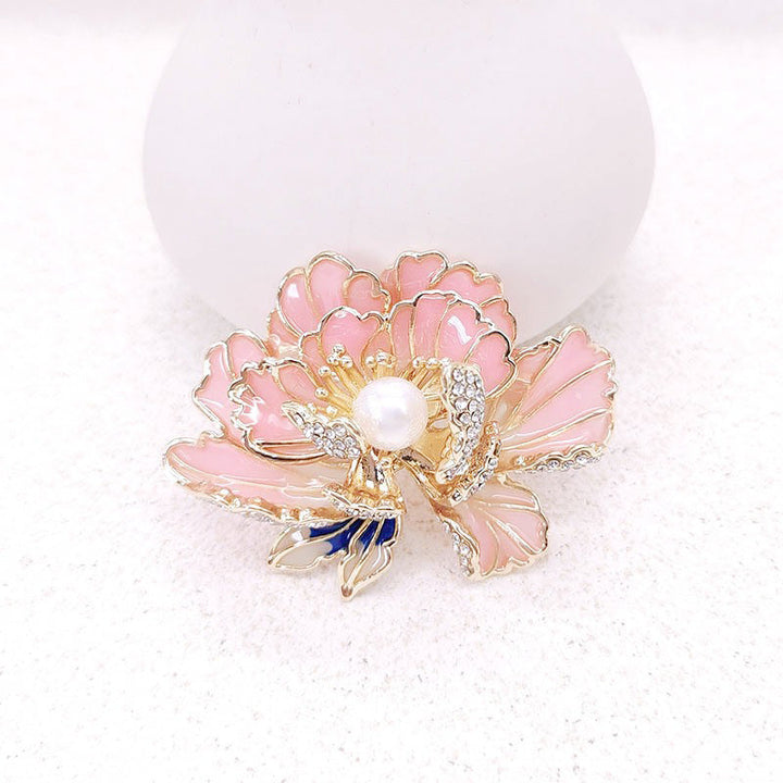 Kalsten | Elegant enameled peony brooch for women