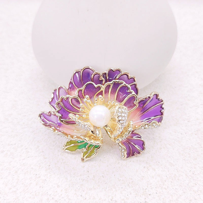 Kalsten | Elegant enameled peony brooch for women