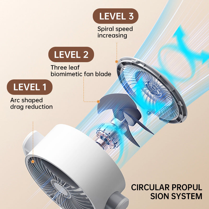Motor stand fan, 20dB very quiet fan, 30m throw distance, 2465m³/h air volume, fan with remote control & cooling | Kalsten