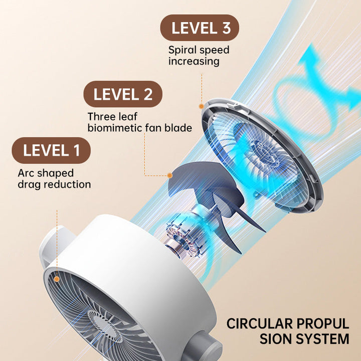 Motor stand fan, 20dB very quiet fan, 30m throw distance, 2465m³/h air volume, fan with remote control & cooling | Kalsten