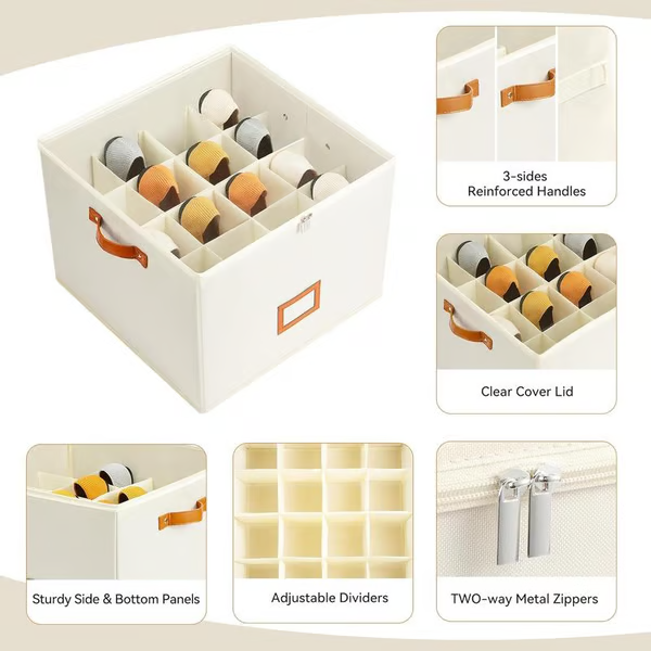Foldable shoe box made of fabric with lid | Kalsten