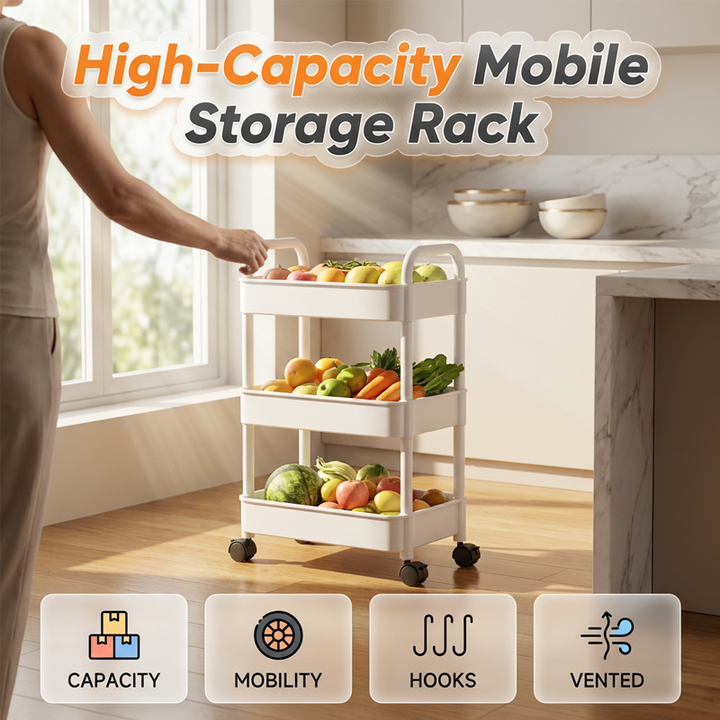 Mobile Kitchen Shelf Organizer with Wheels | Kalsten