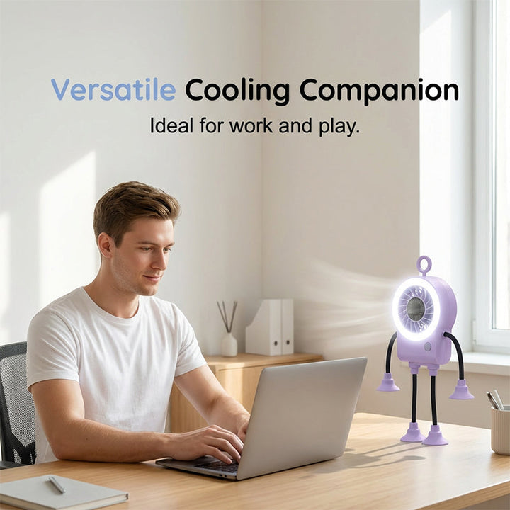 Flexible Robot Desk Fan with LED Light | Kalsten