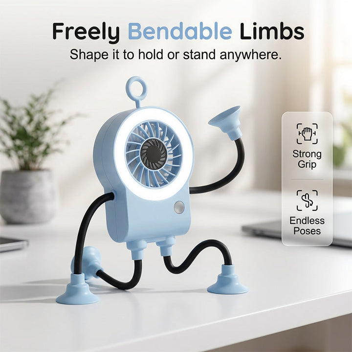 Flexible Robot Desk Fan with LED Light | Kalsten