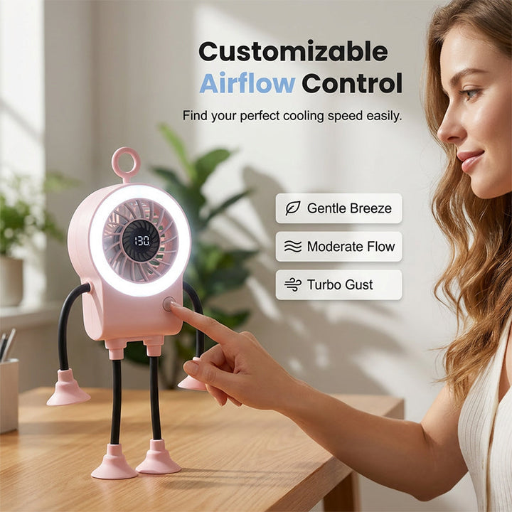 Flexible Robot Desk Fan with LED Light | Kalsten