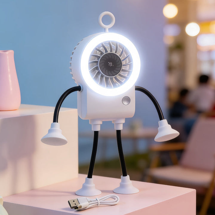 Flexible Robot Desk Fan with LED Light | Kalsten