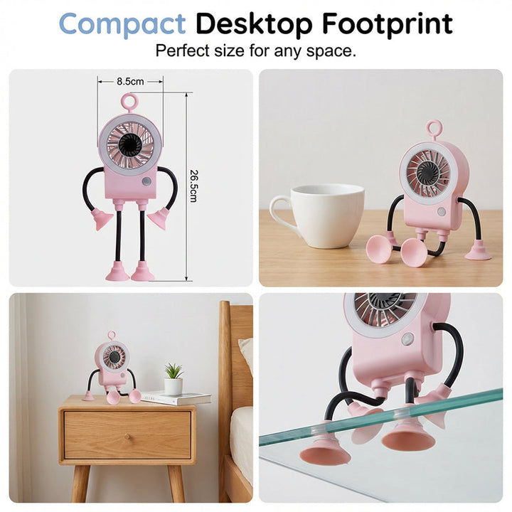 Flexible Robot Desk Fan with LED Light | Kalsten