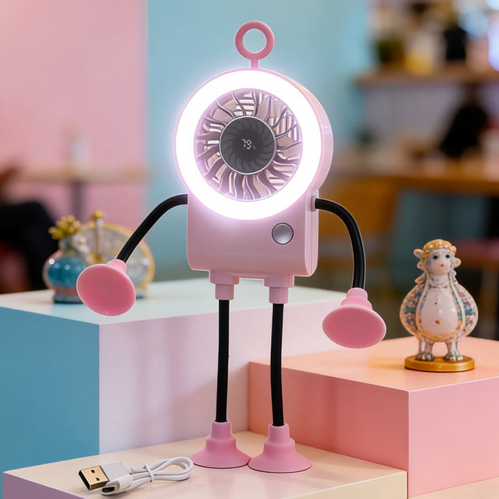 Flexible Robot Desk Fan with LED Light | Kalsten