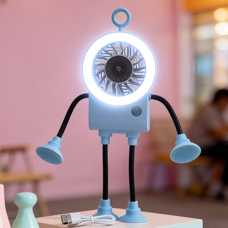 Flexible Robot Desk Fan with LED Light | Kalsten