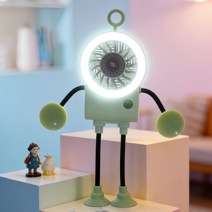 Flexible Robot Desk Fan with LED Light | Kalsten