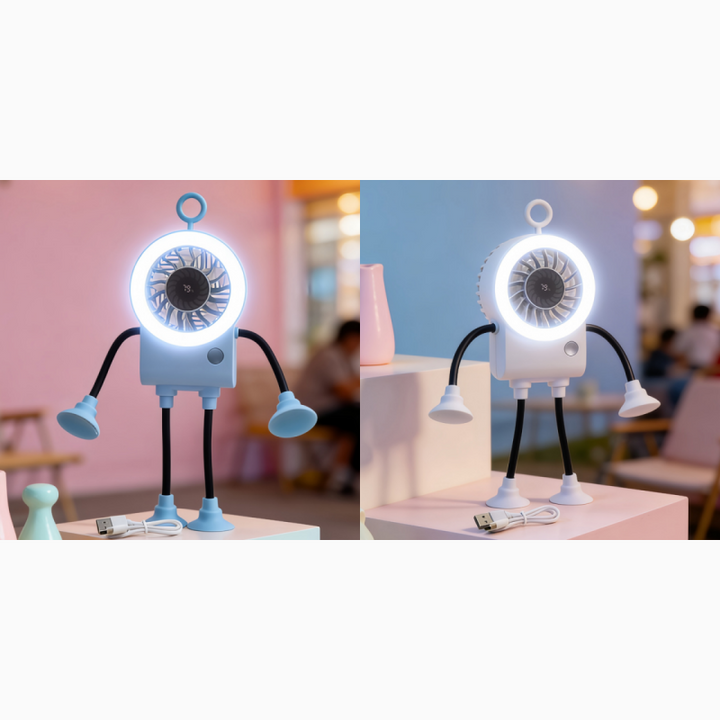 Flexible Robot Desk Fan with LED Light | Kalsten