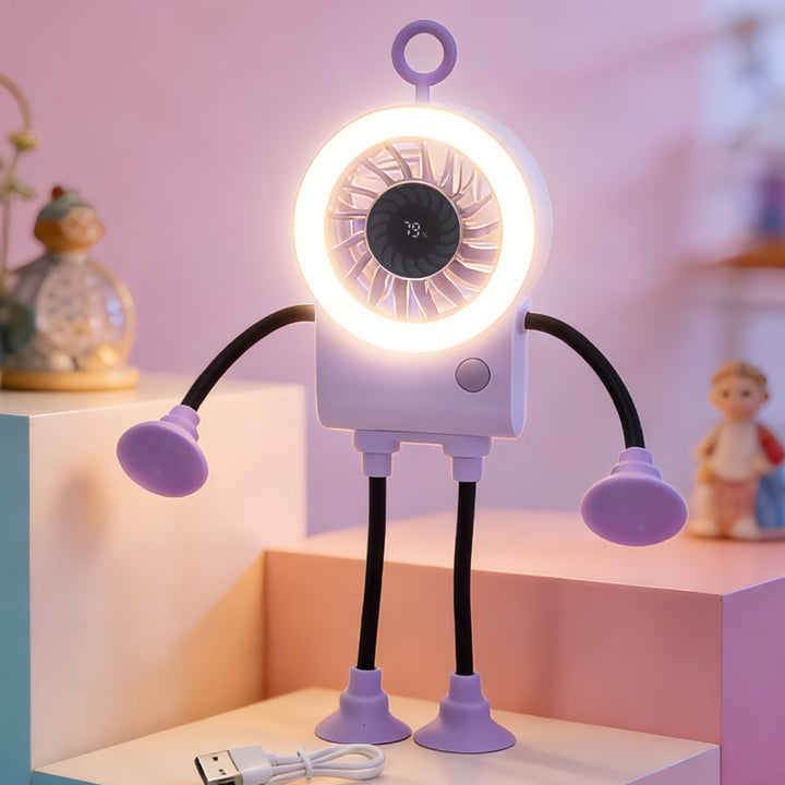 Flexible Robot Desk Fan with LED Light | Kalsten