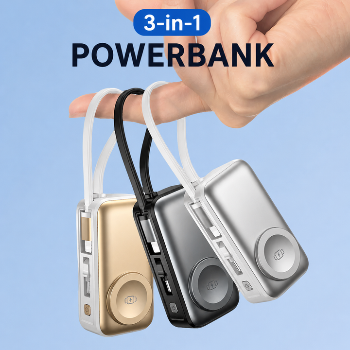 Magnetic 3-in-1 Powerbank with wireless charging | Kalsten