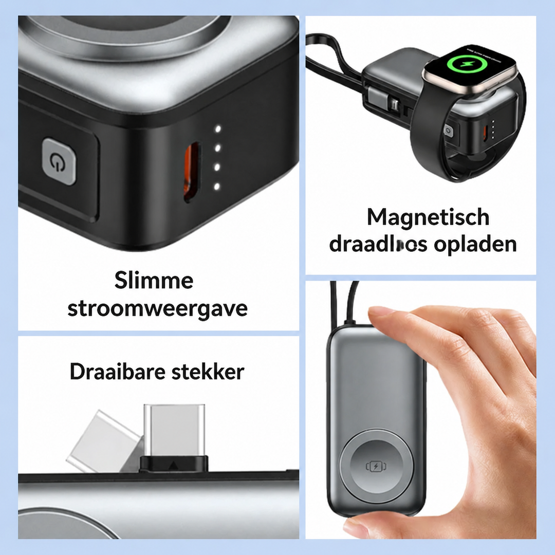 Magnetic 3-in-1 Powerbank with wireless charging | Kalsten