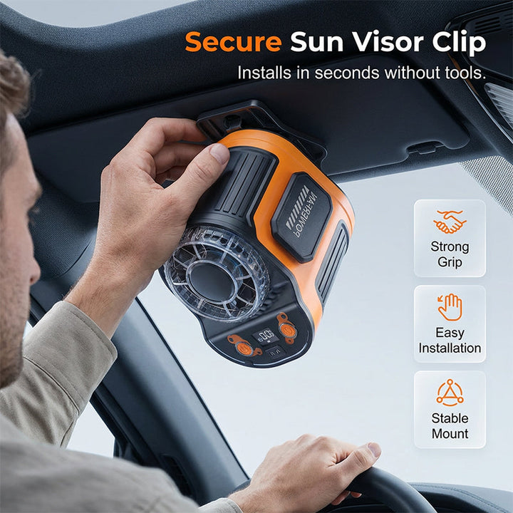 Portable Car Clip On Fan with LED Display | Kalsten