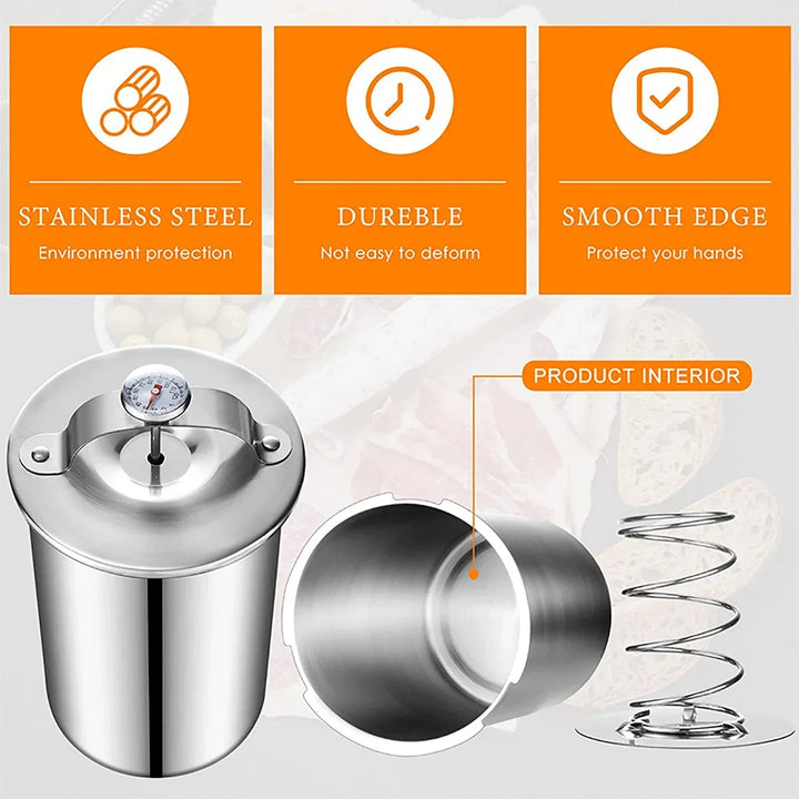 Stainless Steel Ham Maker Meat Press Cooker Mold with Thermometer | Kalsten