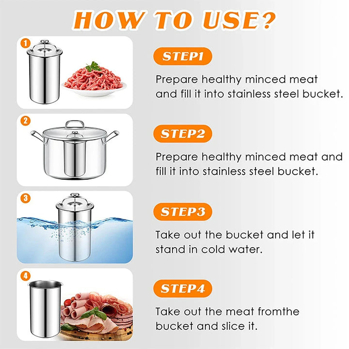 Stainless Steel Ham Maker Meat Press Cooker Mold with Thermometer | Kalsten