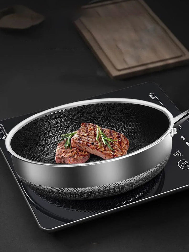 Kalsten | FERROFLAME – Stainless Steel Frying Pan with Honeycomb Heat Distribution