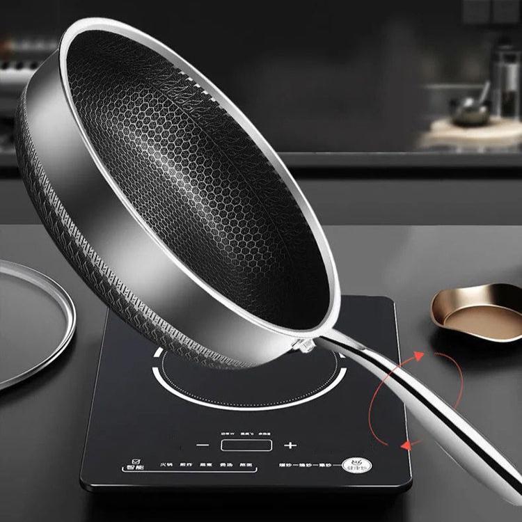 Kalsten | FERROFLAME – Stainless Steel Frying Pan with Honeycomb Heat Distribution